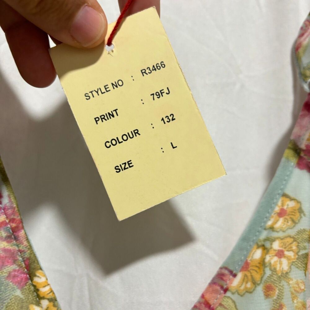 Raga Morning Bloom Floral Long Wrap Dress Large Multicolor Cold Shoulder Lined - Picture 9 of 10